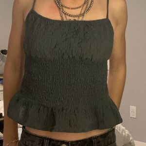 Zara Black Smocked Camisole Top